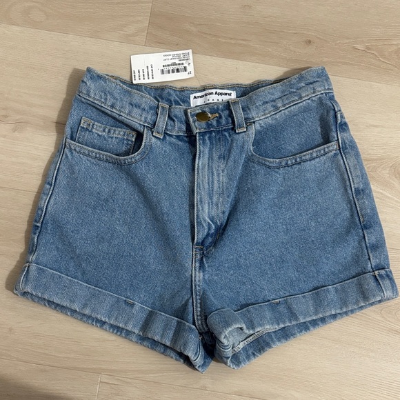 American Apparel Pants - NWT American Apparel Women's Denim High-Waist Cuff Blue Jean Shorts new with Tag